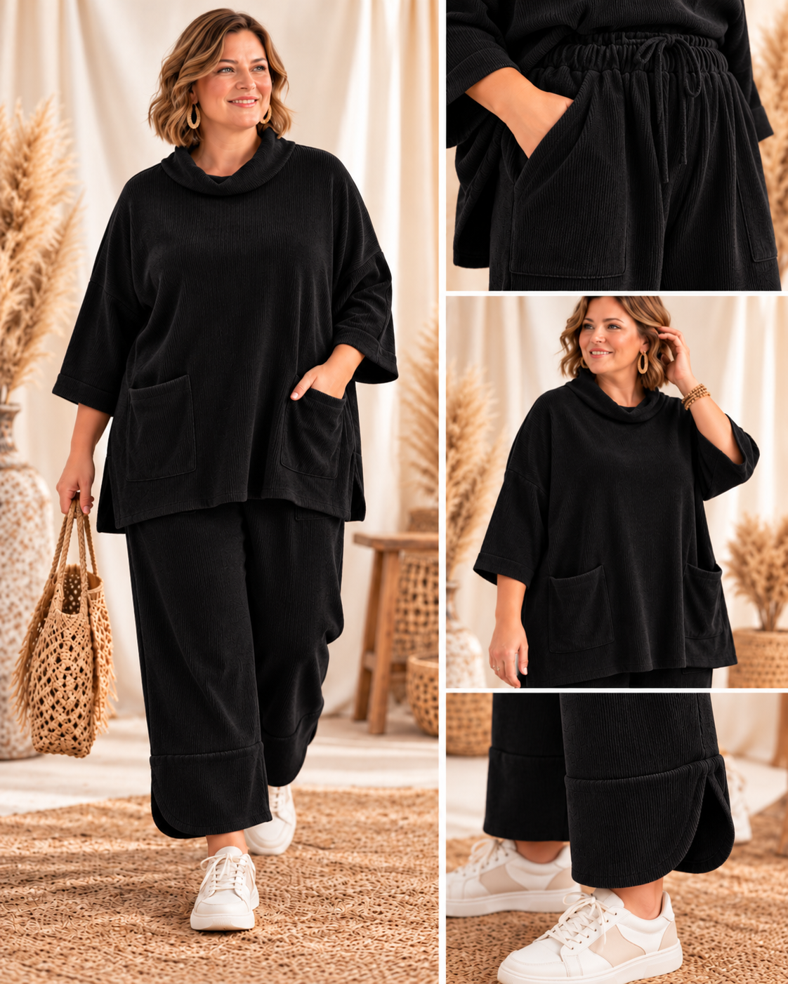 UMBERTO - ENSEMBLE NOIR EN VELOURS TAILLE 48 A 56