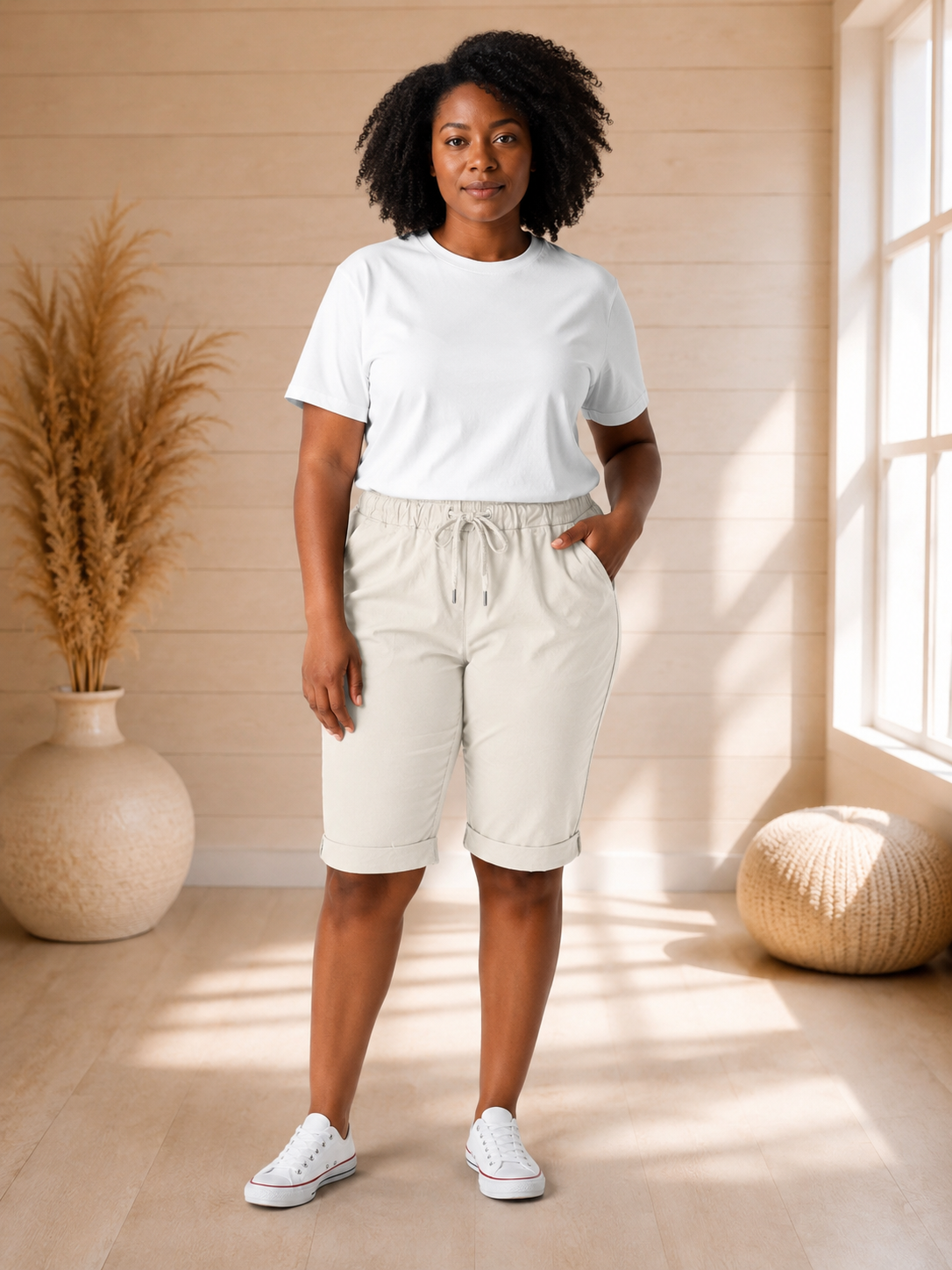 SACHA - BERMUDA BEIGE JUSQU'A LA TAILLE 50/52