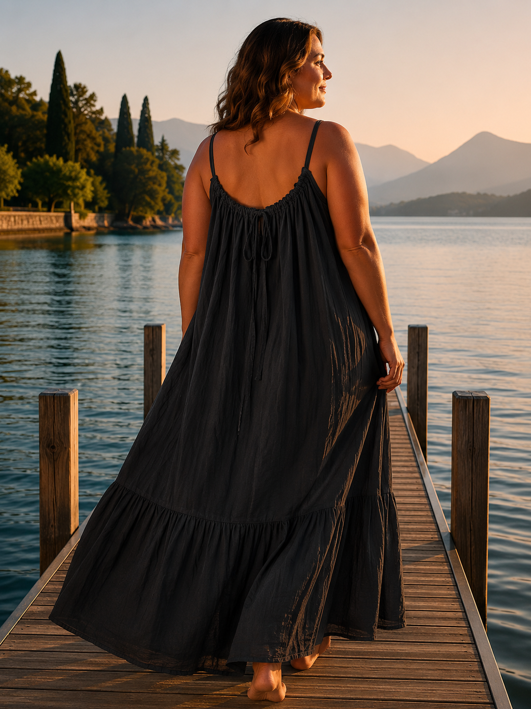 SUNDAY - ROBE LONGUE NOIRE JUSQU'A LA TAILLE 54