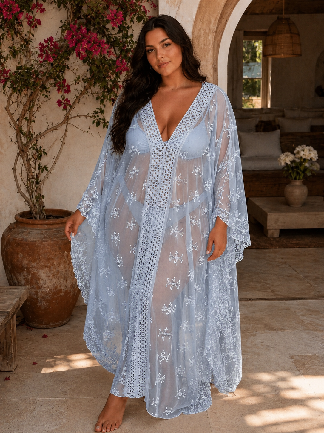 FALBALA - ROBE LONGUE BLEUE EN TULLE JUSQU'A LA TAILLE 60