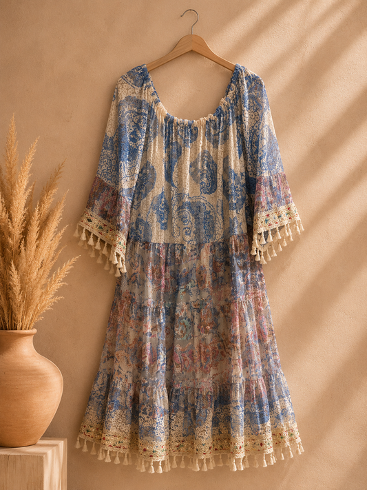BORA BORA - ROBE BOHEME EN DENTELLE JUSQU'A LA TAILLE 54