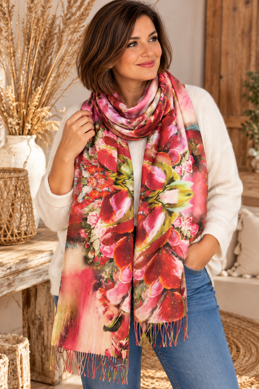 PIVOINE - ECHARPE MULTICOLORE A FLEUR