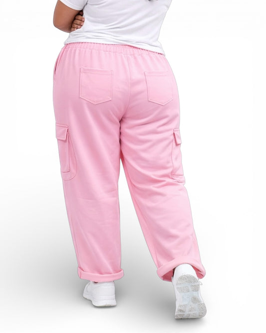 SERENA - PANTALON AMPLE FLUIDE ROSE TAILLE 48 A 56/58
