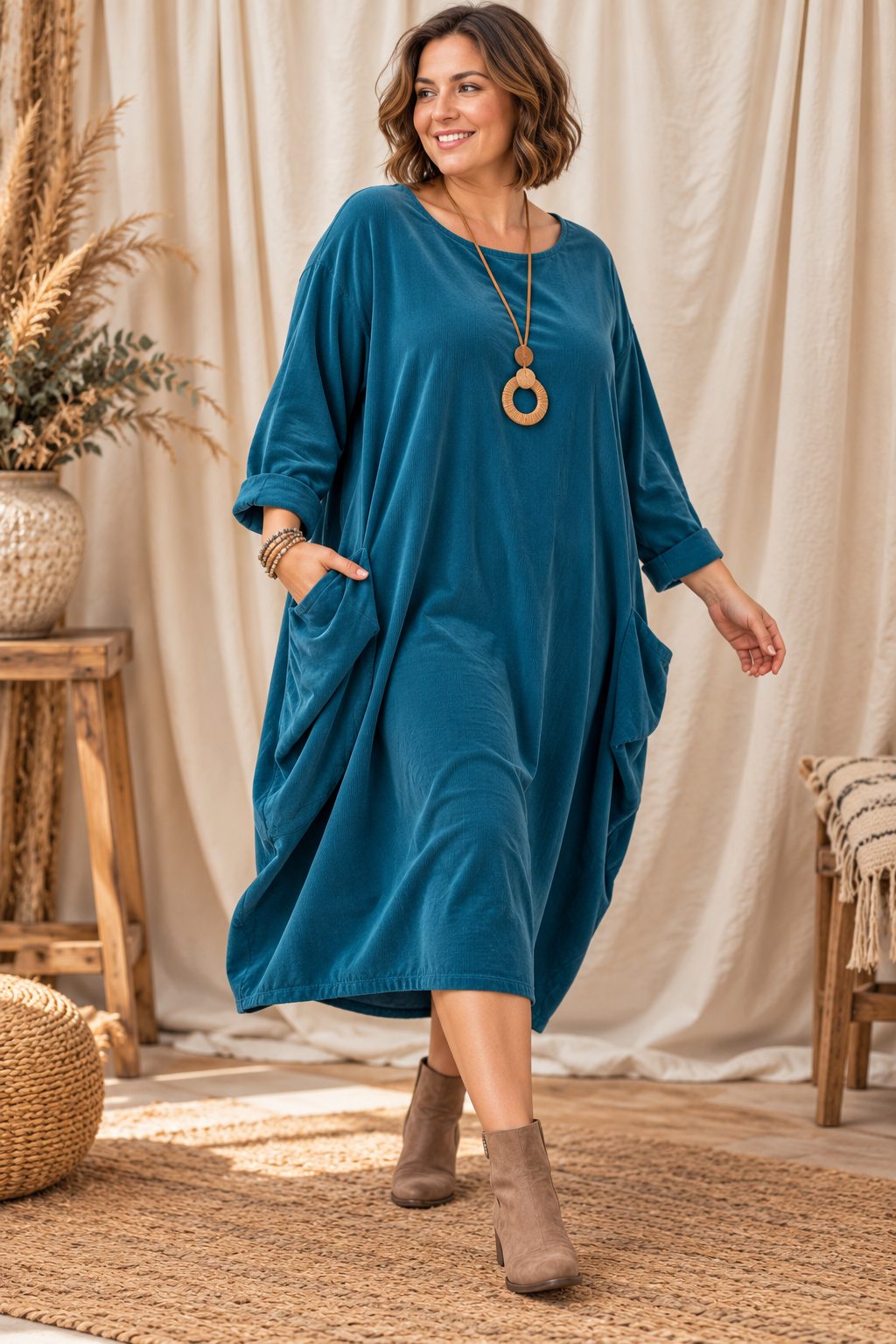 CAMILLE - ROBE BLEUE EN VELOURS MILLERAIE JUSQU'A LA TAILLE 54