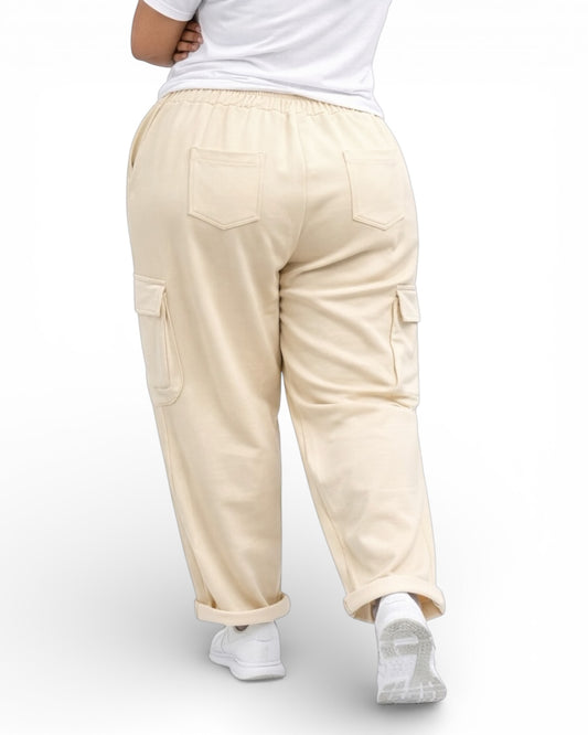SERENA - PANTALON AMPLE FLUIDE BEIGE TAILLE 48 A 56/58