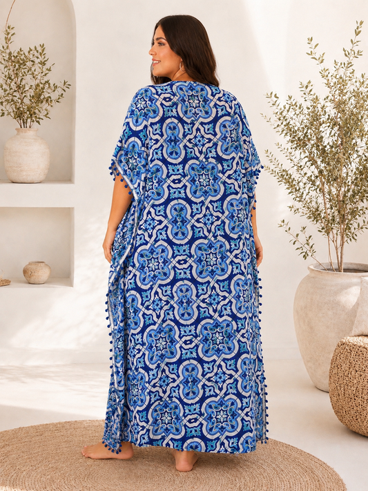 HONOLULU - ROBE LONGUE BLEUE A MOIF JUSQU'A LA TAILLE 60
