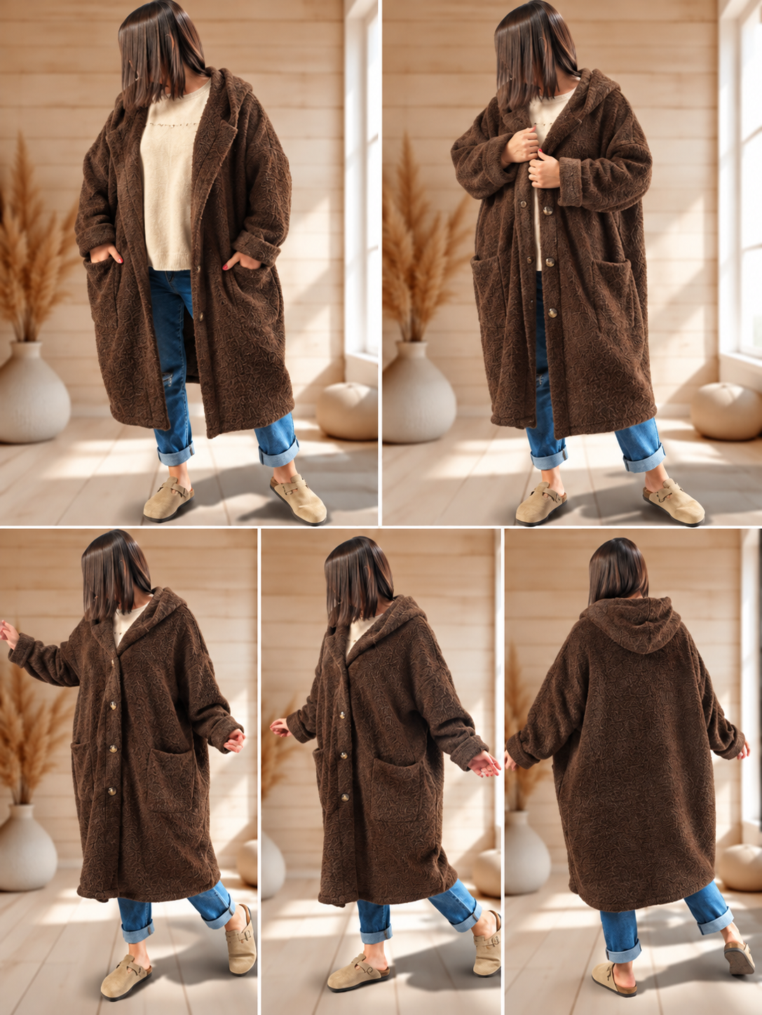 ANGELO - MANTEAU MARRON A CAPUCHE JUSQU'A LA TAILLE 48/50 A 56