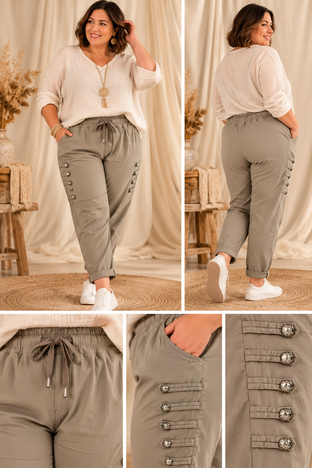 HACIENDA - PANTALON MAGIQUE OFFICIER BEIGE TAILLE 46 A 54
