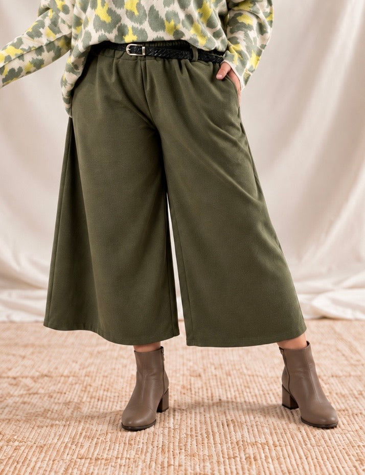 MARILOU - PANTALON JUPE CULOTTE KAKI JUSQU'A LA TAILLE 52