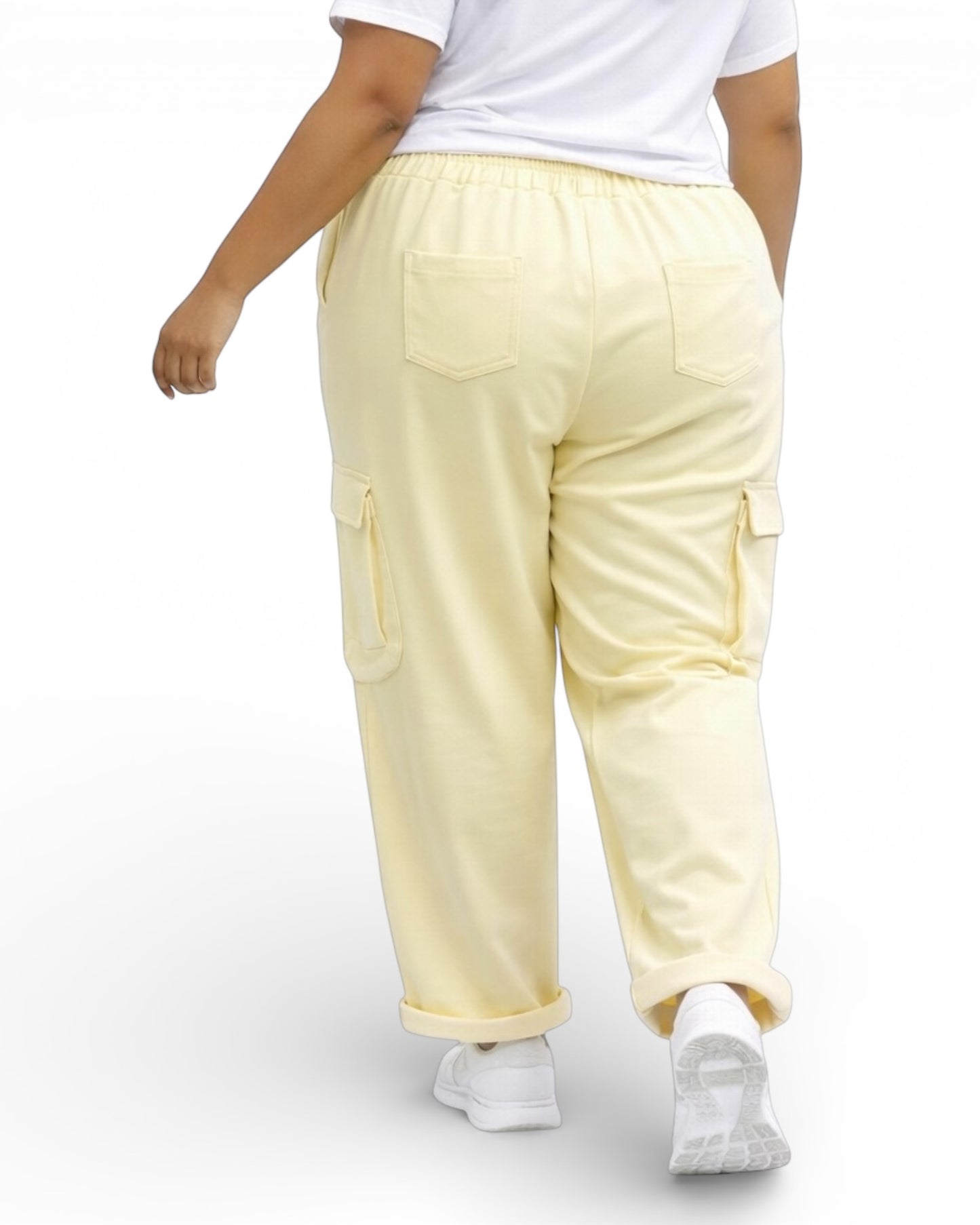 SERENA - PANTALON AMPLE FLUIDE JAUNE TAILLE 48 A 56/58