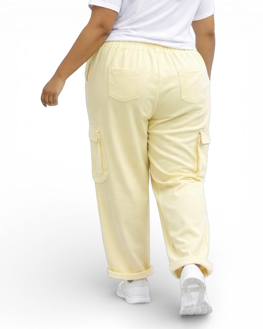 SERENA - PANTALON AMPLE FLUIDE JAUNE TAILLE 48 A 56/58