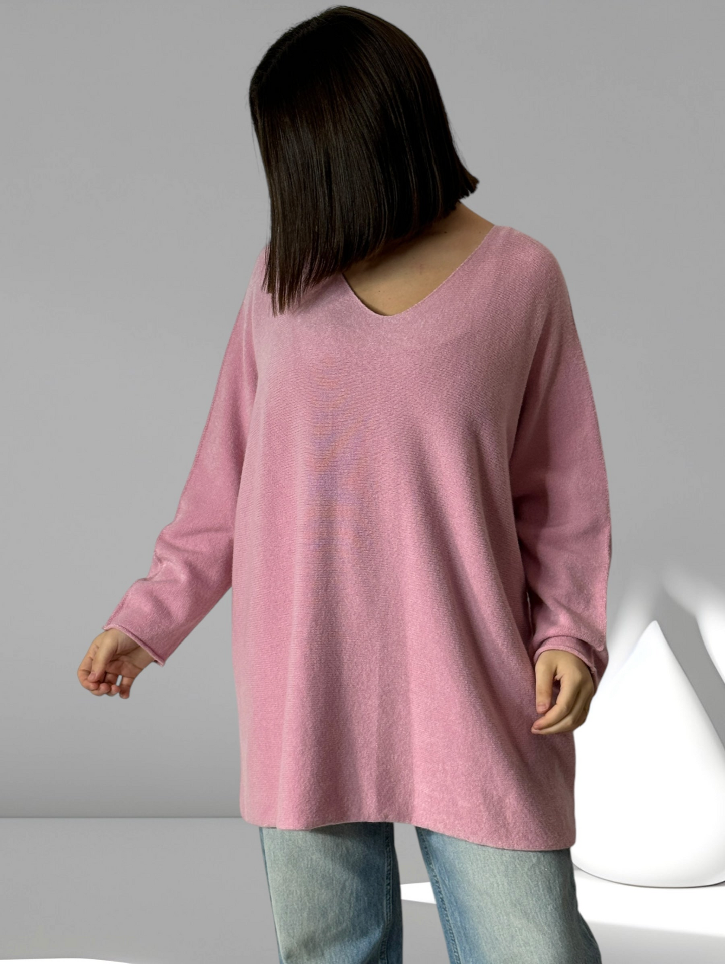 LARA - PULL OVERSIZE ROSE JUSQU'A LA TAILLE 54