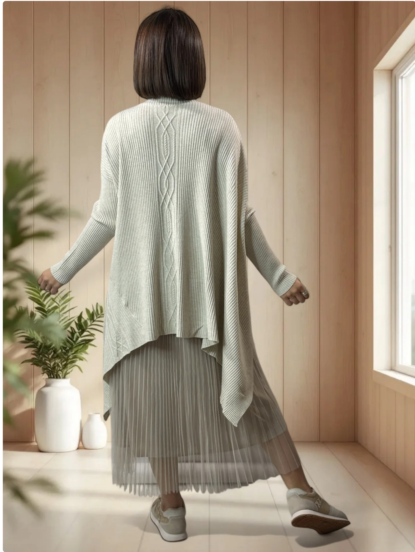 ALICE- PULL BLANC CASSE ASYMETRIQUE JUSQU'A LA TAILLE 50/52