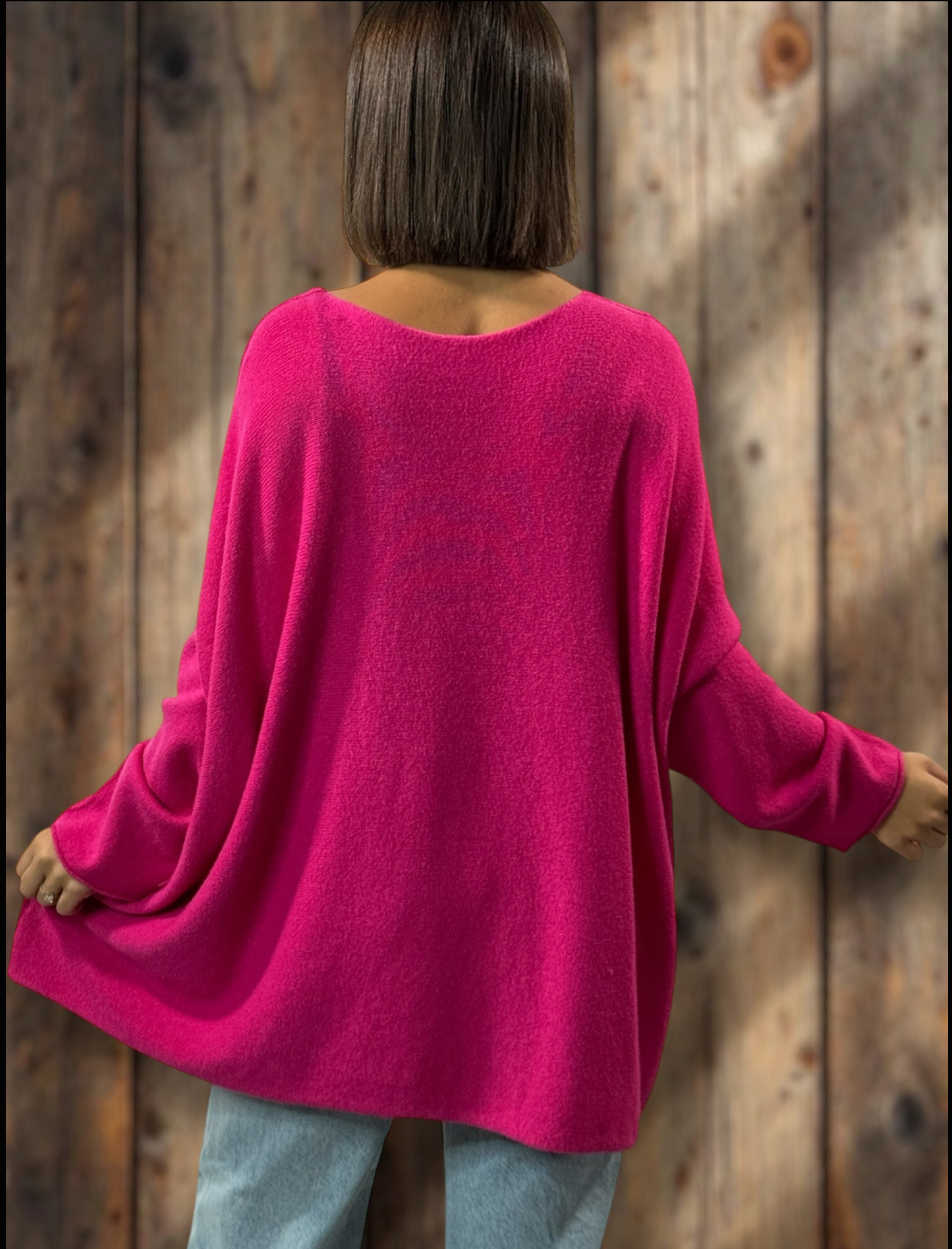 LARA - PULL OVERSIZE FUCHSIA JUSQU'A LA TAILLE 54