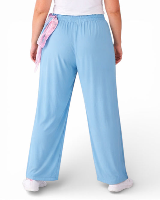 COCO - PANTALON FLUIDE BLEU AVEC FOULARD TAILLE 46 A 52