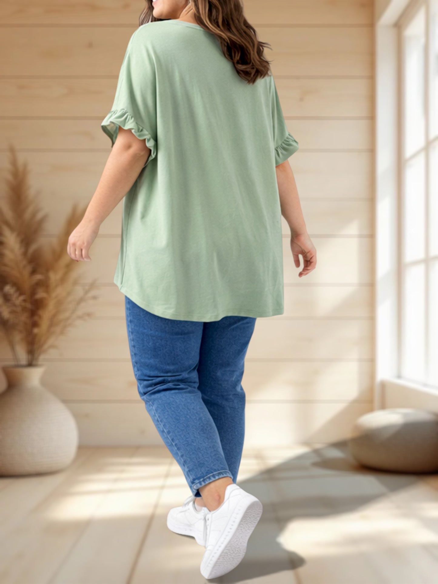 CLEMENTINE - T-SHIRT KAKI EN COTON TAILLE 48/50 A 54/56