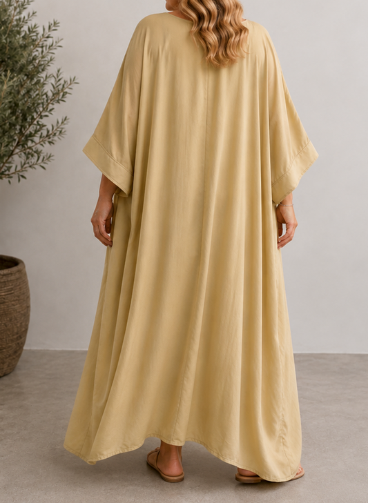 LUXURY - ROBE OVERSIZE FLUIDE CAMEL JUSQU'A LA TAILLE 60