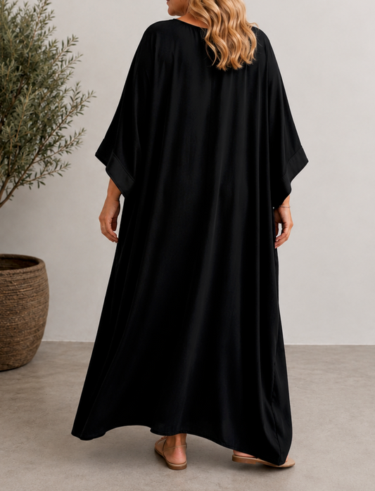 LUXURY - ROBE OVERSIZE FLUIDE NOIRE JUSQU'A LA TAILLE 60