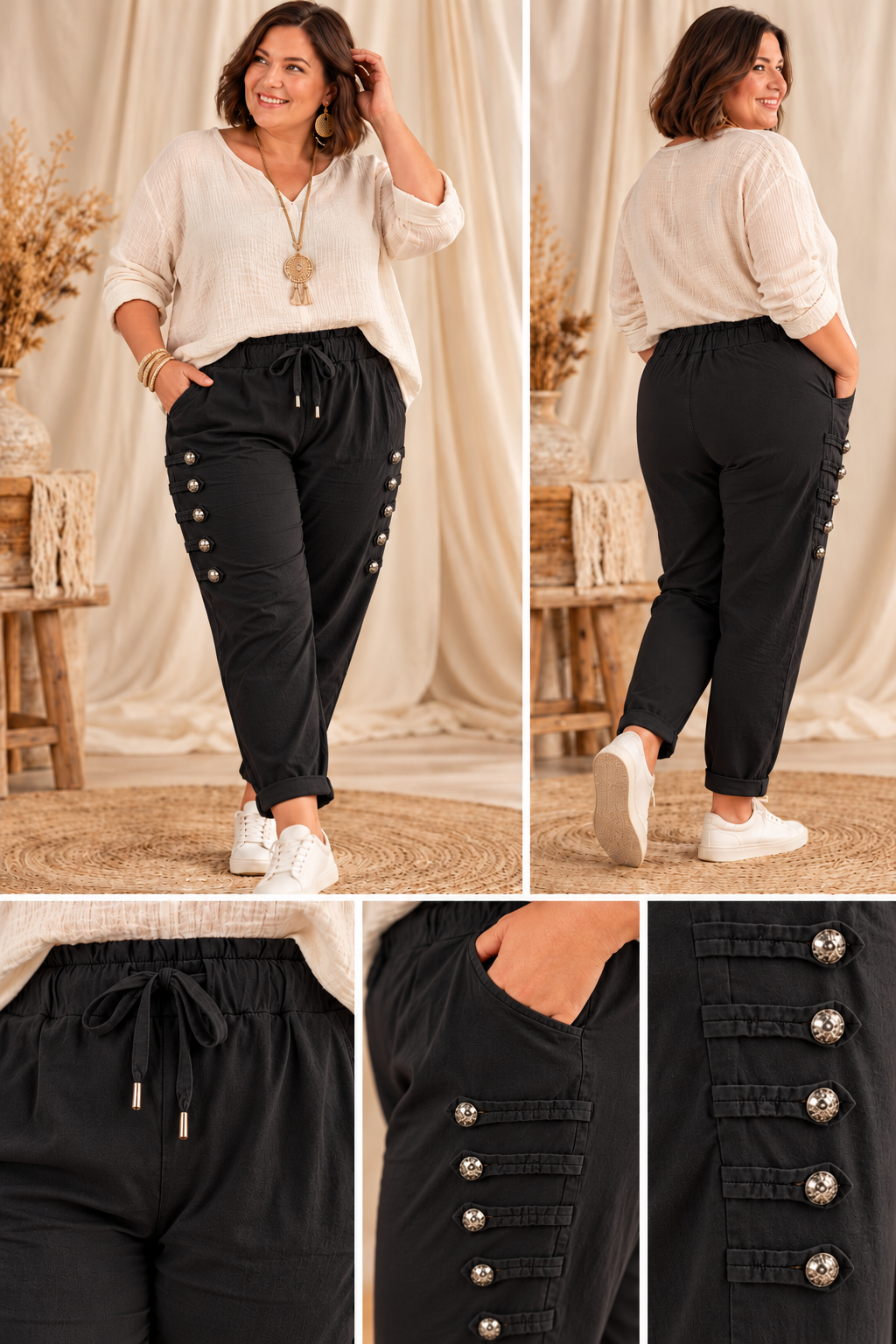 HACIENDA - PANTALON MAGIQUE OFFICIER NOIR TAILLE 46 A 54