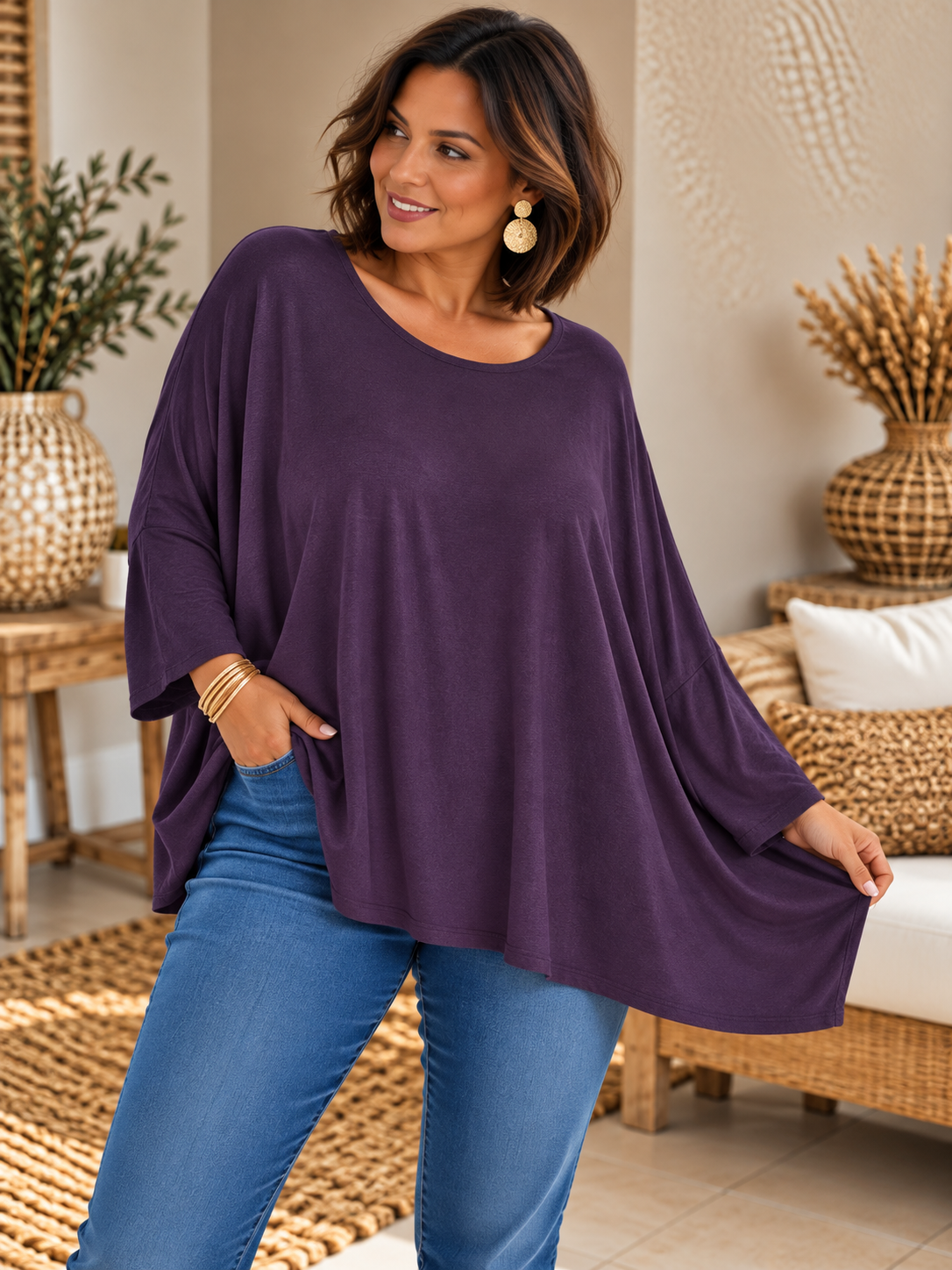 CAPRIO - PULL RAISIN EN MAILLE FLUIDE JUSQU'A LA TAILLE 54
