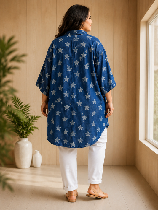 ARIANE - TUNIQUE OVERSIZE MOTIF ETOILE JUSQU'A LA TAILLE 58