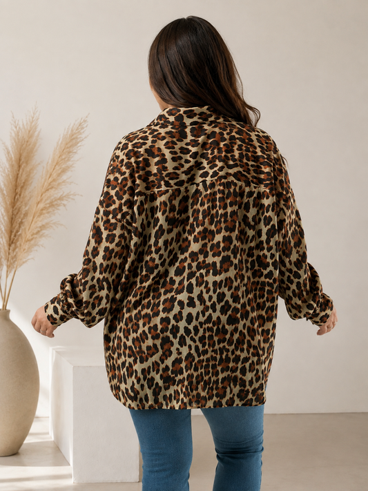 SOLELUNA - CHEMISE OVERSIZE LEOPARD JUSQU'A LA TAILLE 54