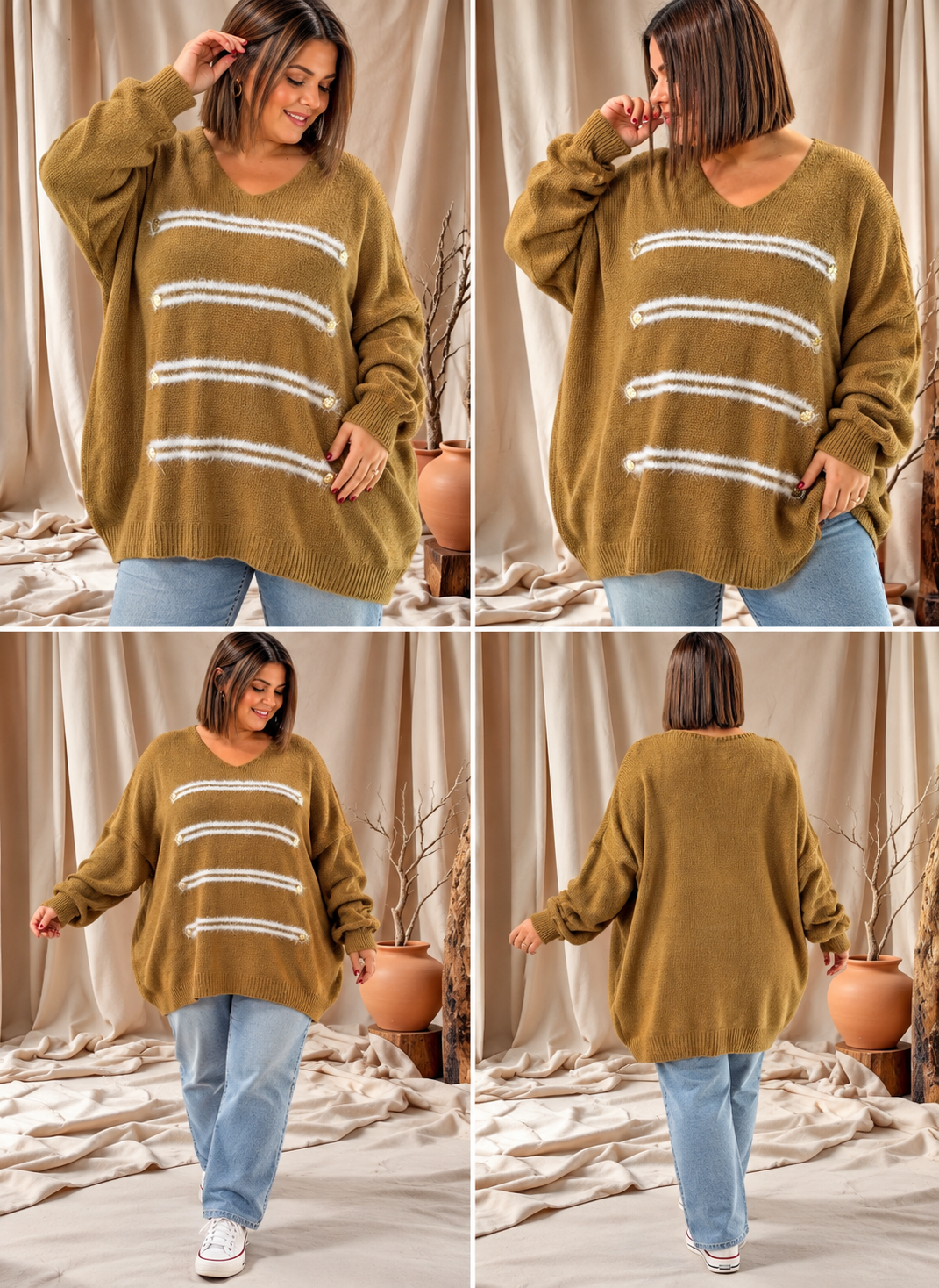 MIKE - PULL OVERSIZE CAMEL JUSQU'A LA TAILLE 56/58