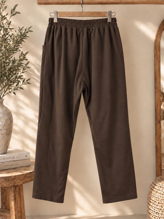 LUDO - PANTALON MARRON BI-MATIERE JUSQU'A LA TAILLE 54