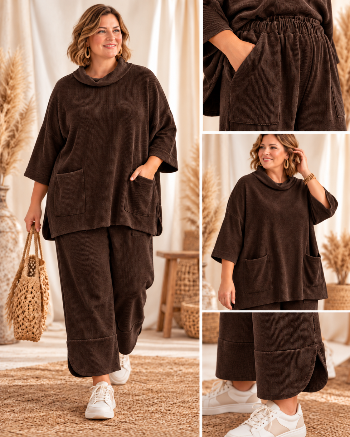 UMBERTO - ENSEMBLE MARRON EN VELOURS TAILLE 48 A 56