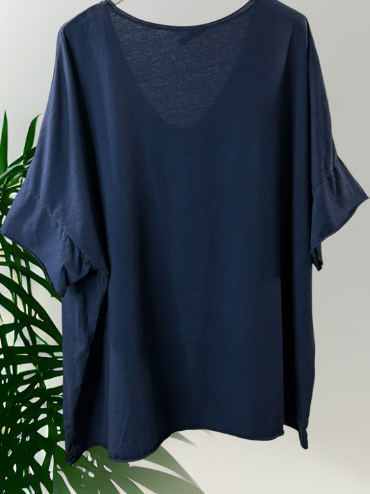 MAX - T-SHIRT EN COTON MARINE TAILLE 48/50 A 56/58