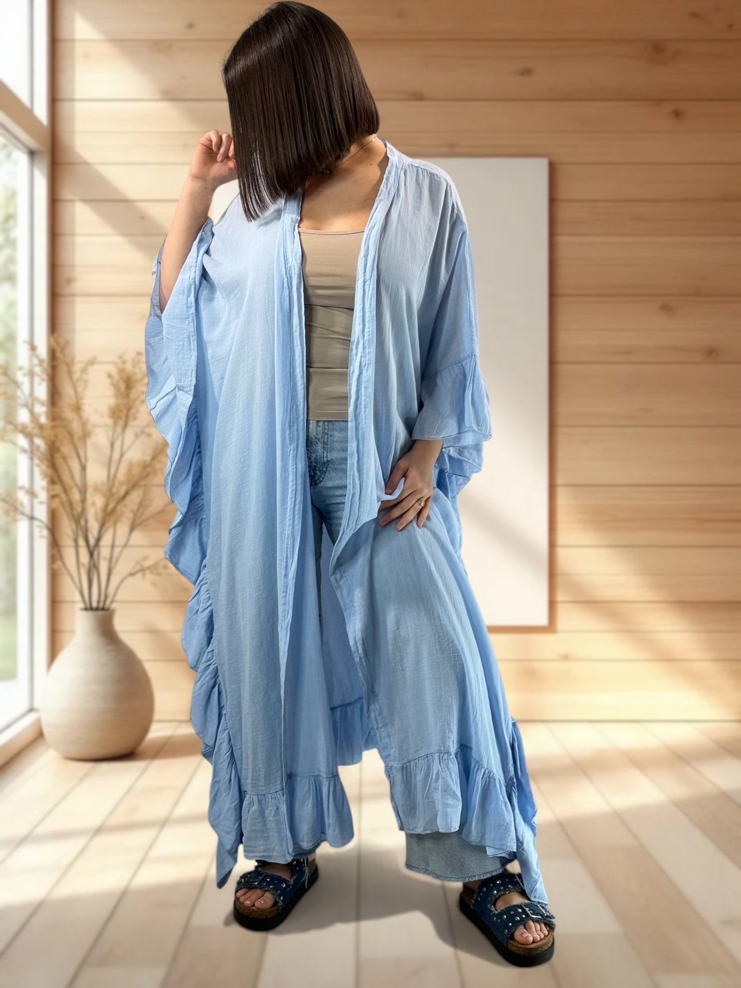 HAPINESS - KIMONO BLEU OVERSIZE JUSQU'A LA TAILLE 60