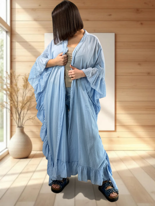 HAPINESS - KIMONO BLEU OVERSIZE JUSQU'A LA TAILLE 60