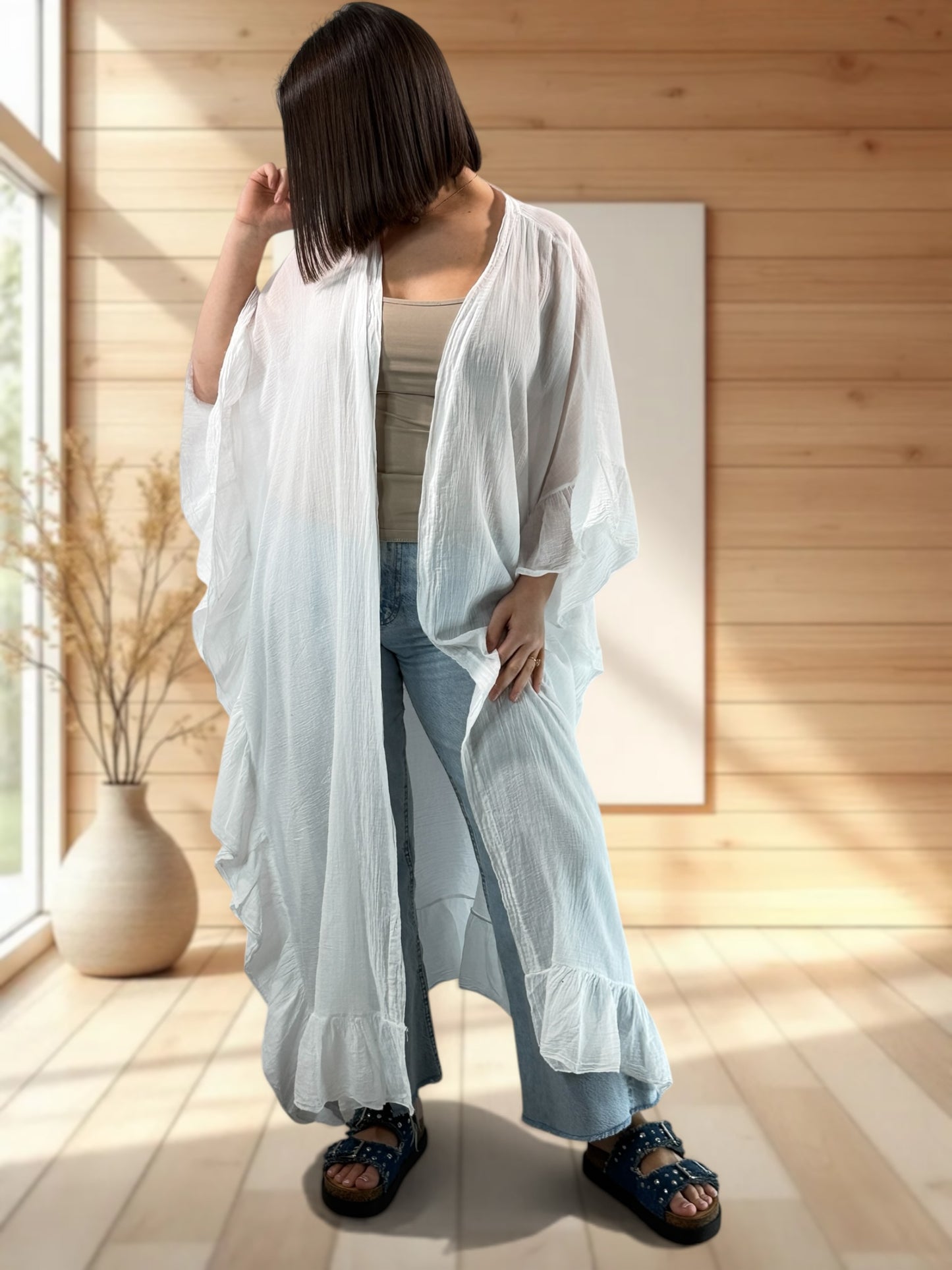HAPINESS - KIMONO BLANC OVERSIZE JUSQU'A LA TAILLE 60
