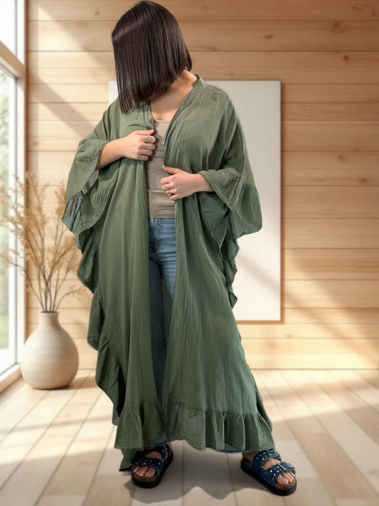 HAPINESS - KIMONO KAKI OVERSIZE JUSQU'A LA TAILLE 60