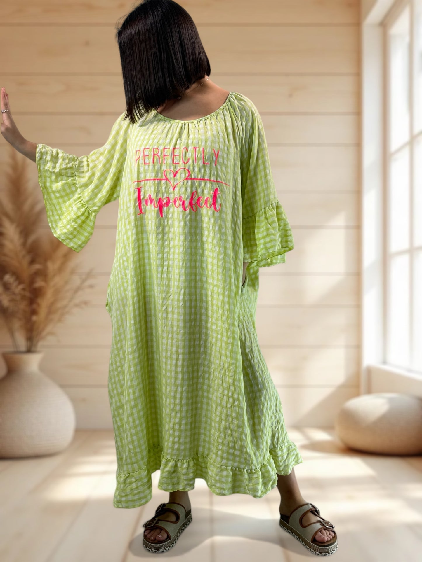 JULIA - ROBE VICHY VERT ANIS JUSQU'A LA TAILLE 54