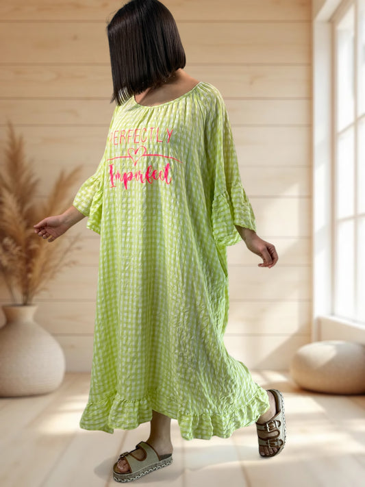 JULIA - ROBE VICHY VERT ANIS JUSQU'A LA TAILLE 54