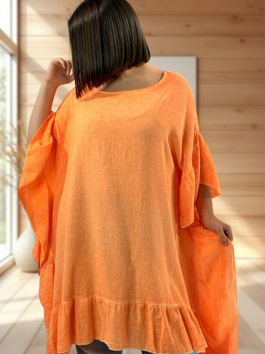 BERTILLA - TUNIQUE OVERSIZE ORANGE JUSQU'A LA TAILLE 58/60