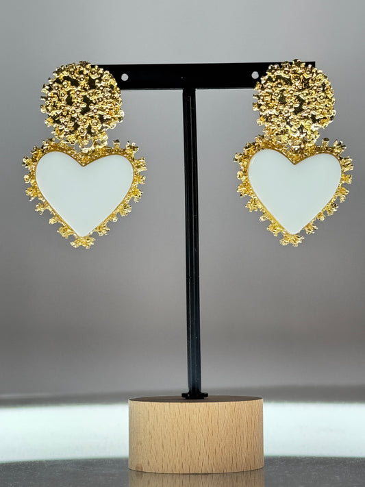 FAUBOURG- BOUCLES D'OREILLES COEUR BLANC