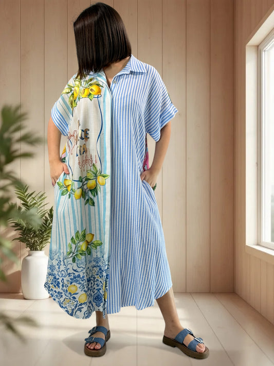 POSITANO - ROBE A MOTIF JUSQU'A LA TAILLE 50/52