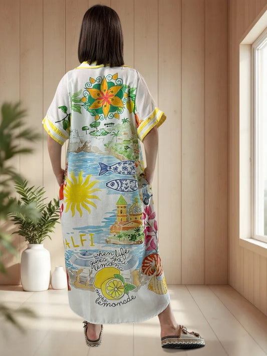 POSITANO - ROBE A MOTIF JUSQU'A LA TAILLE 50/52