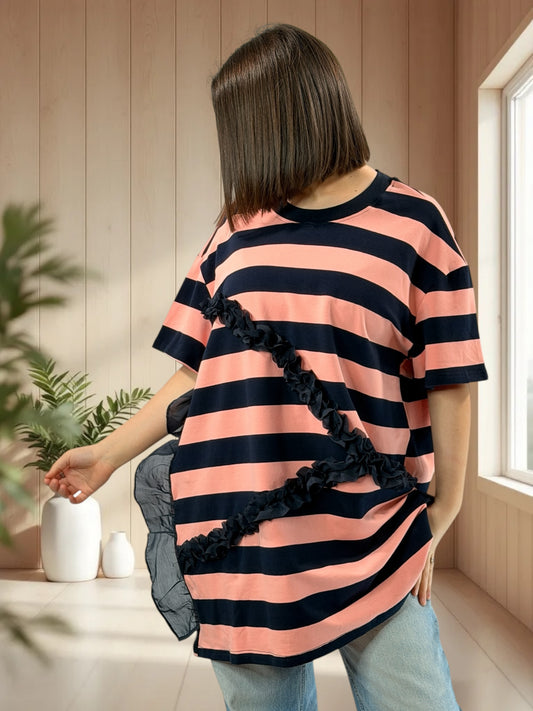 MARTINO - T-SHIRT OVERSIZE A RAYURE JUSQU'A LA TAILLE 54