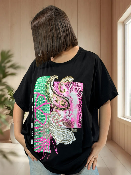 MATHIAS - T-SHIRT OVERSIZE A MOTIF TAILLE JUSQU'A LA TAILLE 46/48 A 56