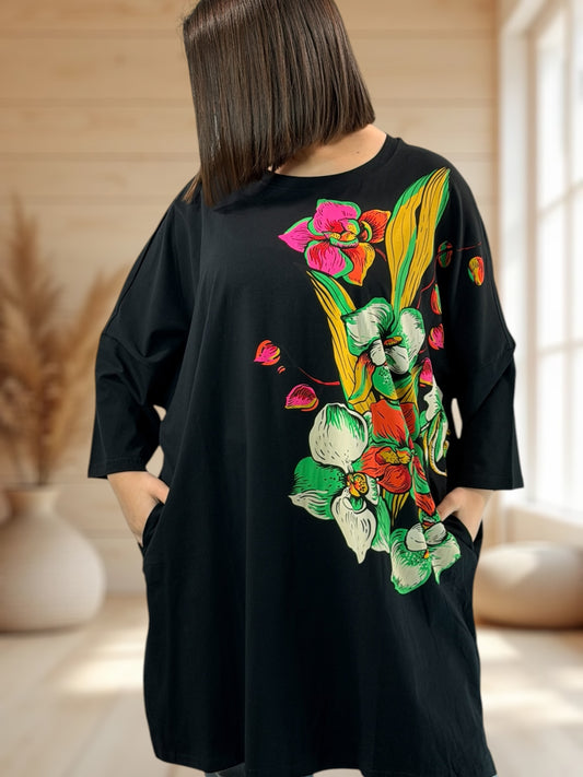 ANTONIA - LONG T-SHIRT OVERSIZE A MOTIF JUSQU'A LA TAILLE 46/48 A 56