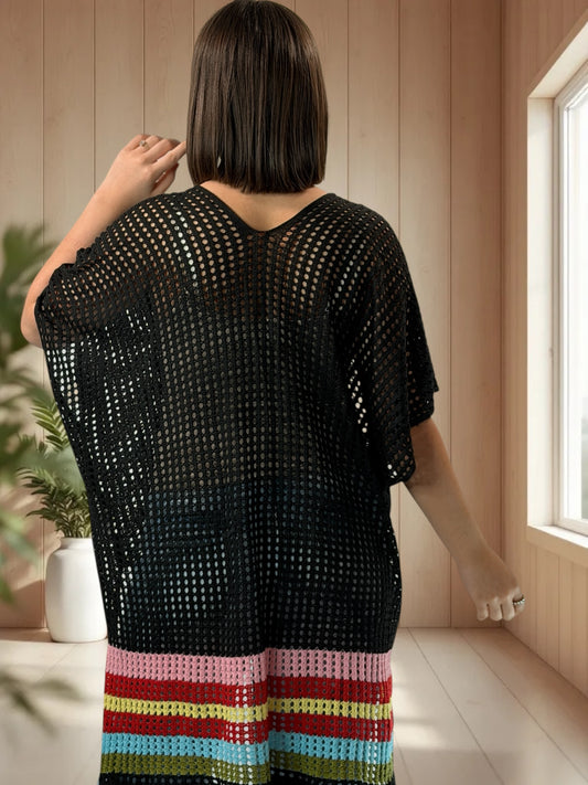 CHACHA - TUNIQUE EN RESILLE NOIR JUSQU'A LA TAILLE 56/58