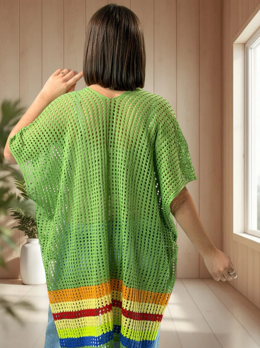 CHACHA - TUNIQUE EN RESILLE VERTE JUSQU'A LA TAILLE 56/58