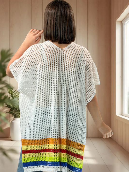 CHACHA - TUNIQUE EN RESILLE BLANCHE JUSQU'A LA TAILLE 56/58