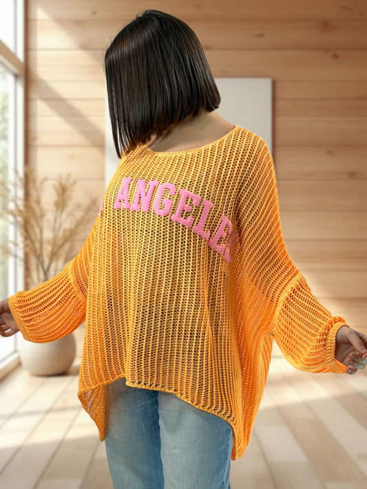 ROSARIO - PULL RESILLE ORANGE JUSQU'A LA TAILLE 54