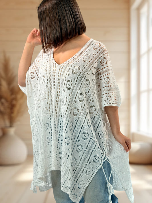 ELISABETTA - TUNIQUE EN RESILLE BLANCHE JUSQU'A LA TAILLE 56/58