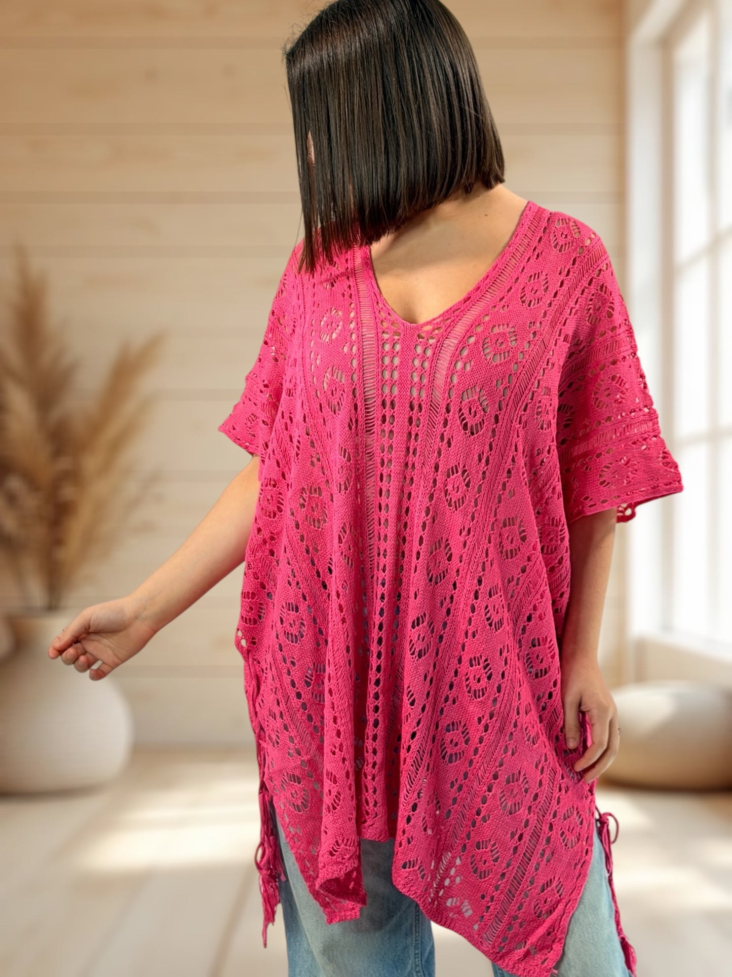 ELISABETTA - TUNIQUE EN RESILLE FUCHSIA JUSQU'A LA TAILLE 56/58