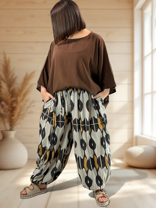 RONALDO - PANTALON EN COTON A MOTIF JUSQU'A LA TAILLE 54/56
